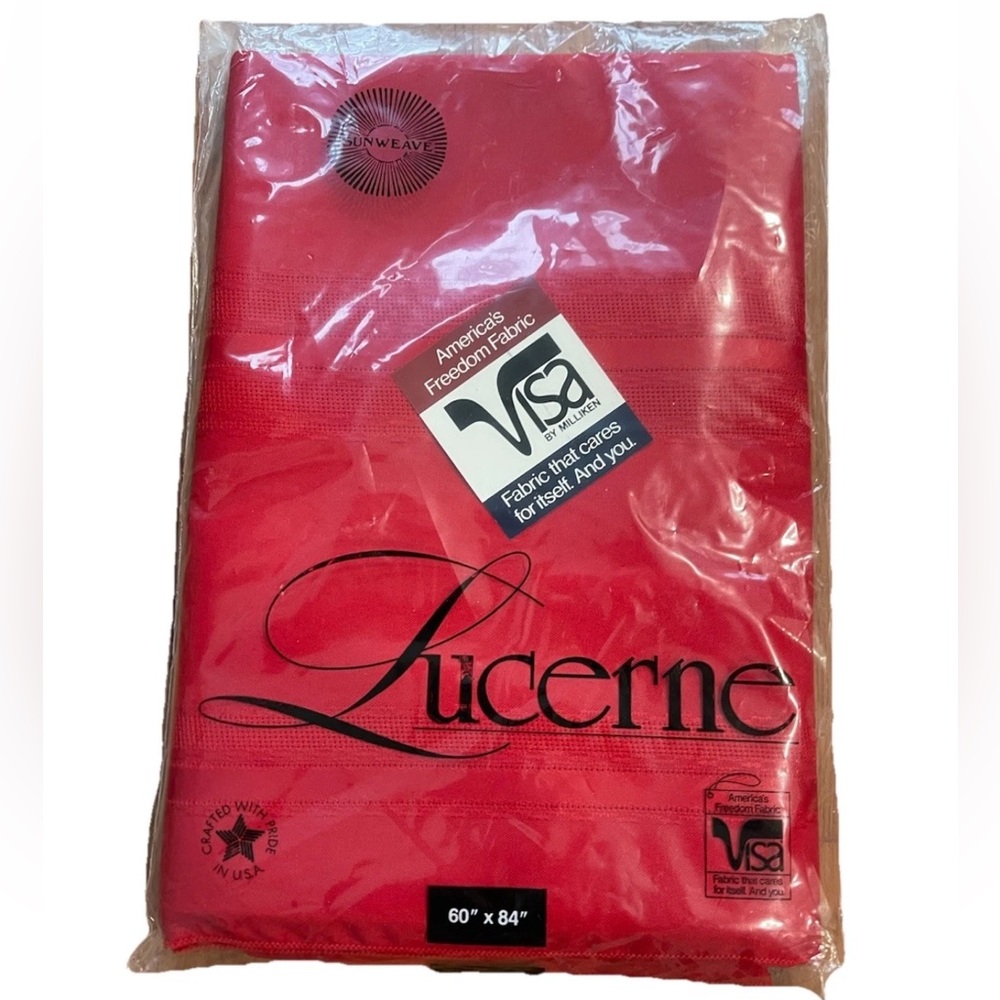 🆕Sunweave Lucerne 100% texturized‎ polyester RED rectangle tablecloth 84”x60”